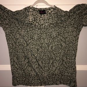 Plus size Army green semi sheer blouse